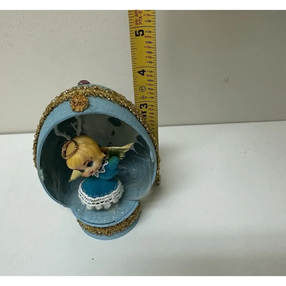 Vintage Retro Diorama EGG Handmade Cute Kitschy Angel Christmas Decoration